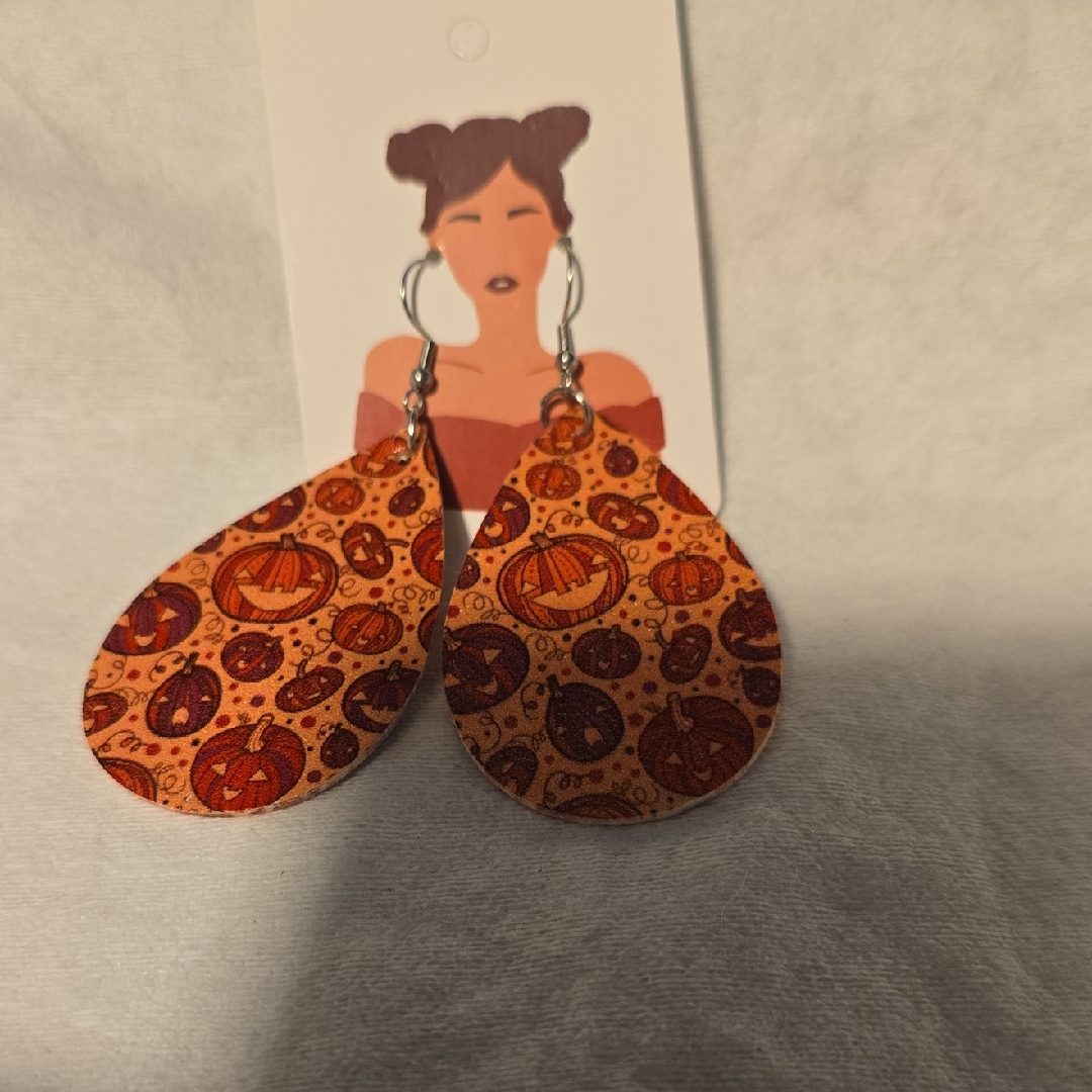 Autumn Pumpkin Teardrop Earrings